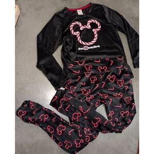 Disney Christmas Pajamas Set Size Small Soft Velour Festive Holiday Mickey Mouse